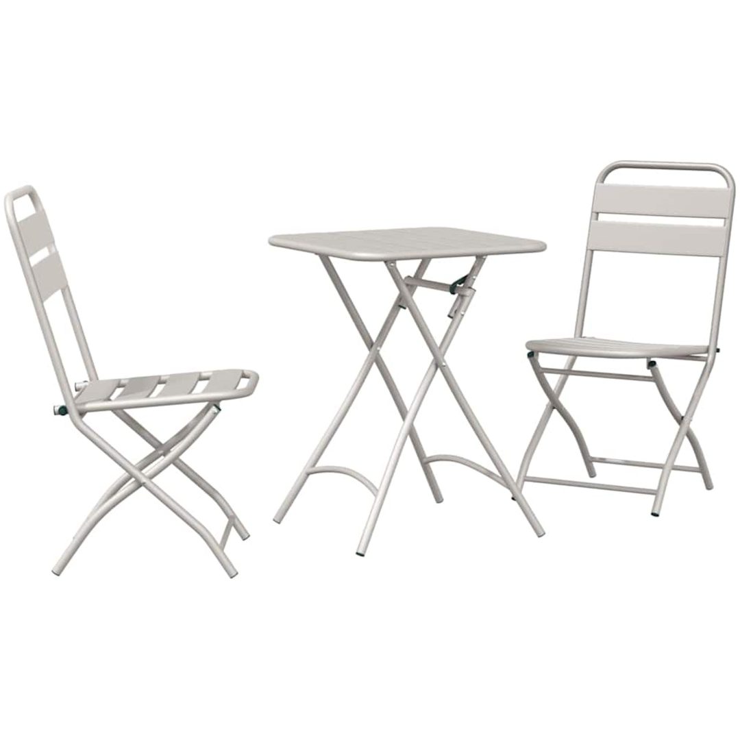 3-delars Fällbart Bistro Set i Beige Stål vidaXL Compact – bild 2