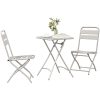 3-delars Fällbart Bistro Set i Beige Stål vidaXL Compact – miniatyr 3