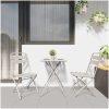 3-delars Fällbart Bistro Set i Beige Stål vidaXL Compact – miniatyr 4