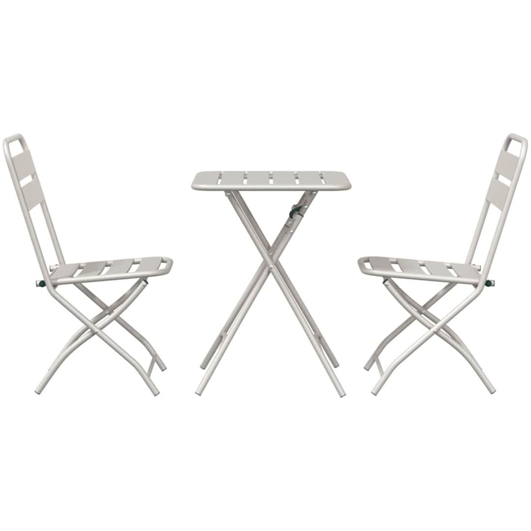 3-delars Fällbart Bistro Set i Beige Stål vidaXL Compact – bild 7