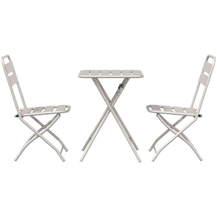 3-delars Fällbart Bistro Set i Beige Stål vidaXL Compact – bild 7