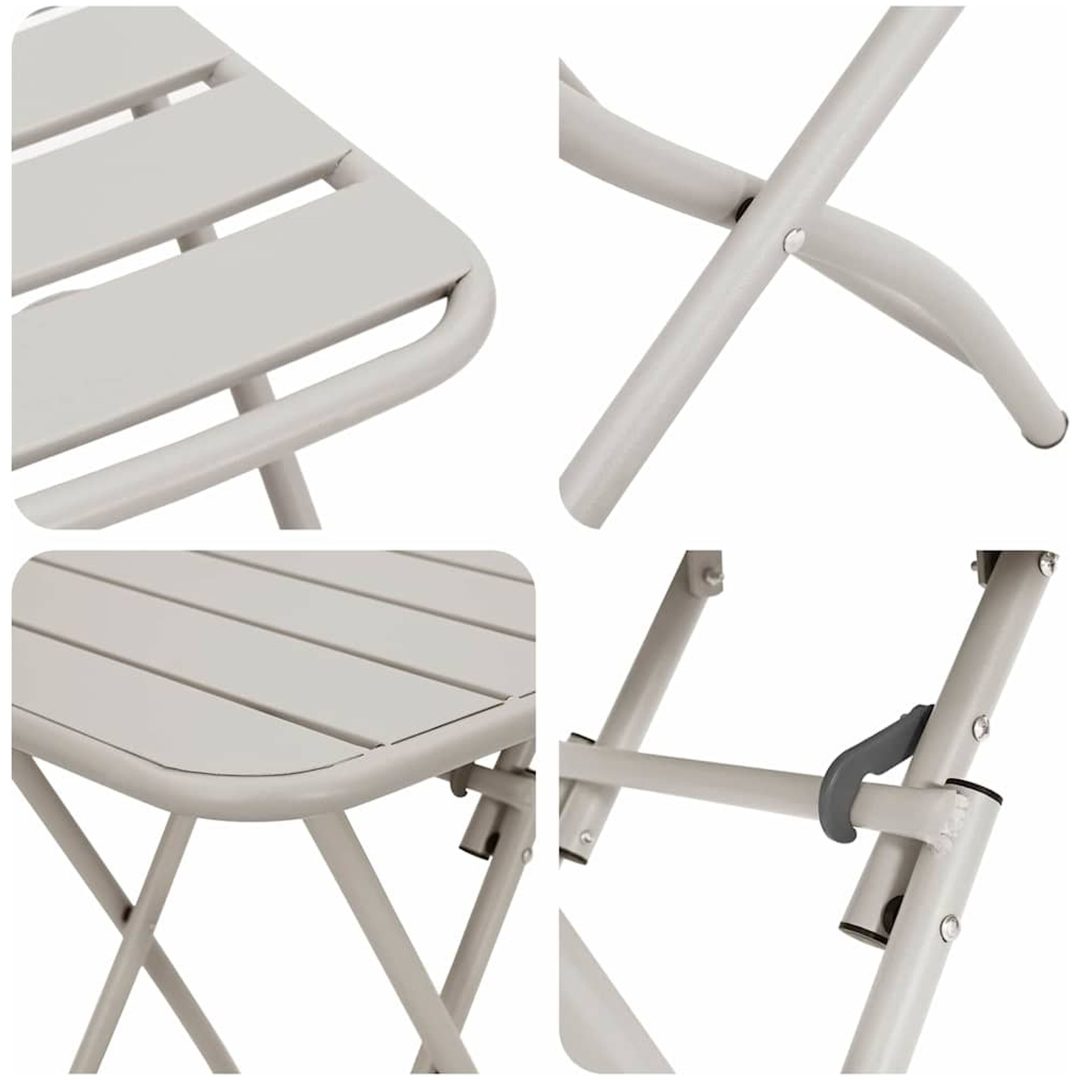 3-delars Fällbart Bistro Set i Beige Stål vidaXL Compact – bild 8