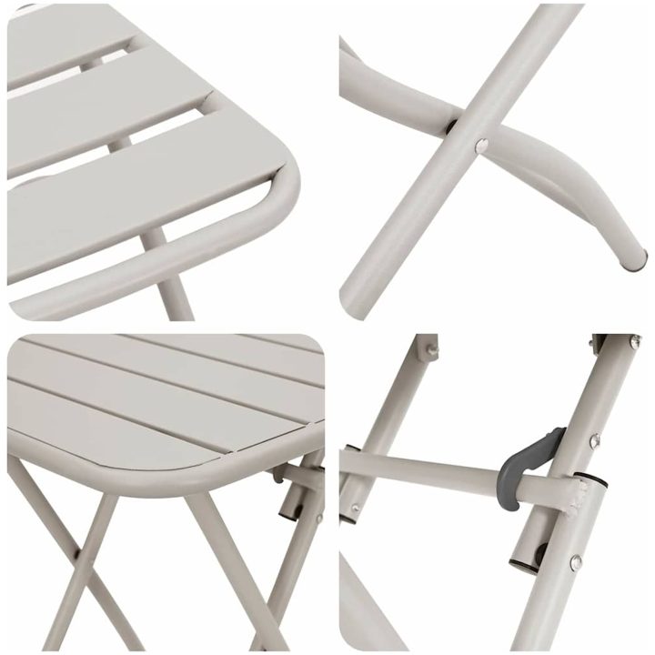 3-delars Fällbart Bistro Set i Beige Stål vidaXL Compact – bild 8