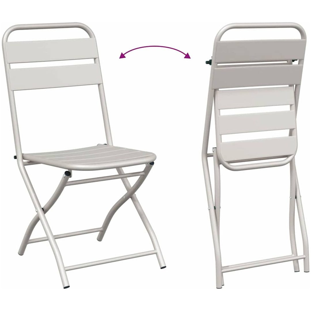 3-delars Fällbart Bistro Set i Beige Stål vidaXL Compact – bild 9