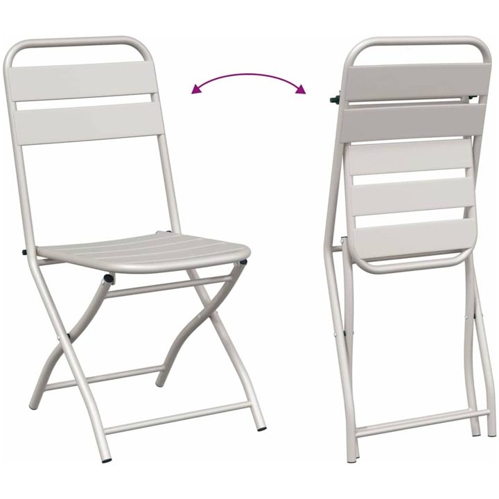 3-delars Fällbart Bistro Set i Beige Stål vidaXL Compact – bild 9
