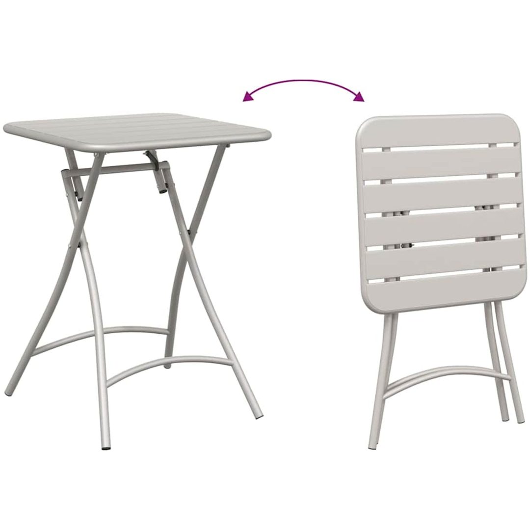 3-delars Fällbart Bistro Set i Beige Stål vidaXL Compact – bild 10