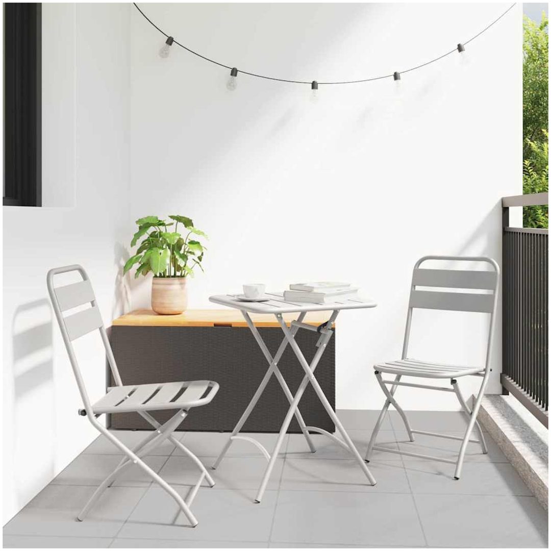 3-delars Fällbart Bistro Set i Beige Stål vidaXL Compact