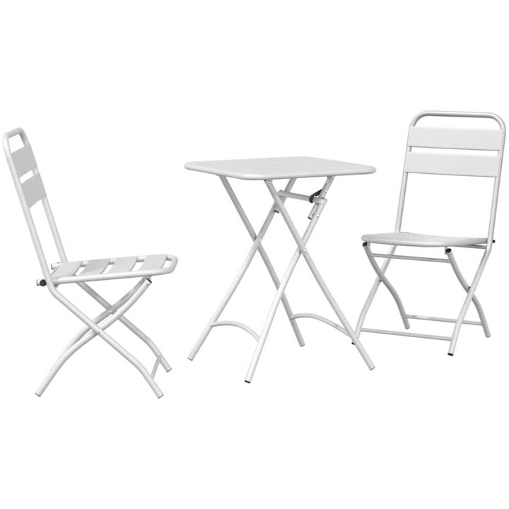 3-delars Fällbart Bistroset i Vit Stål vidaXL Compact – bild 2
