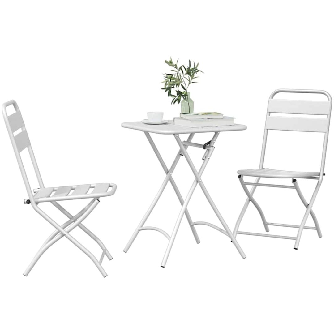 3-delars Fällbart Bistroset i Vit Stål vidaXL Compact – bild 3