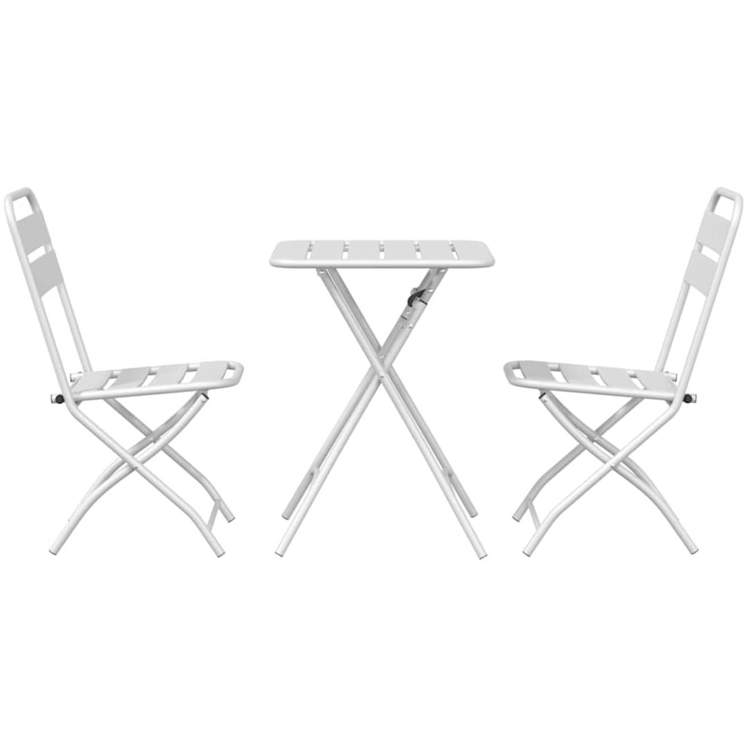 3-delars Fällbart Bistroset i Vit Stål vidaXL Compact – bild 7