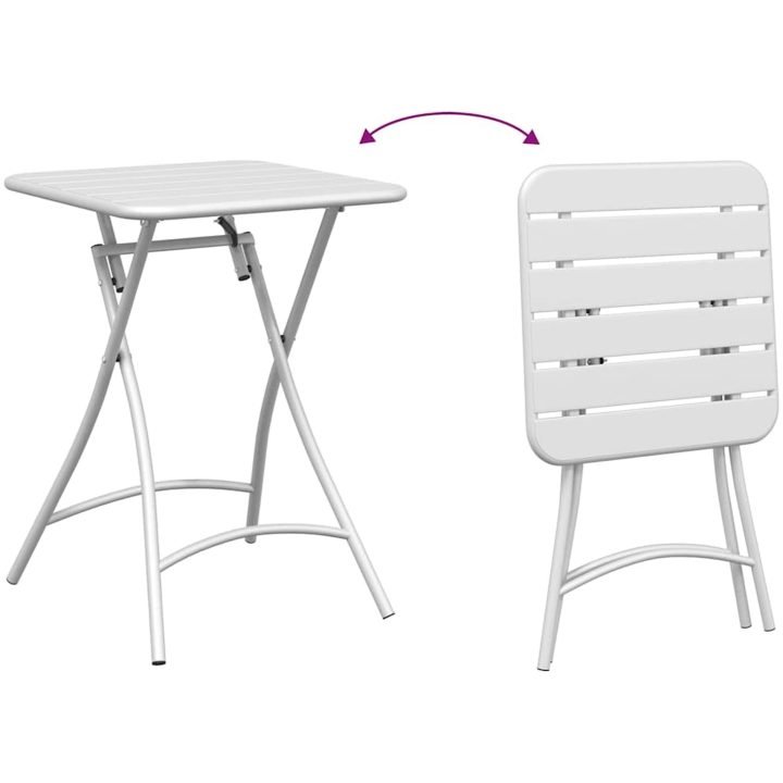 3-delars Fällbart Bistroset i Vit Stål vidaXL Compact – bild 10