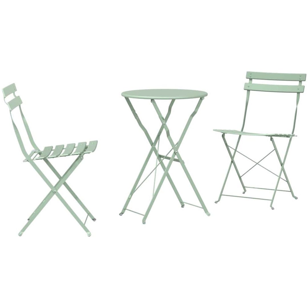 3-delars Fällbart Bistroset Ljus Mint Stål vidaXL Small – bild 2