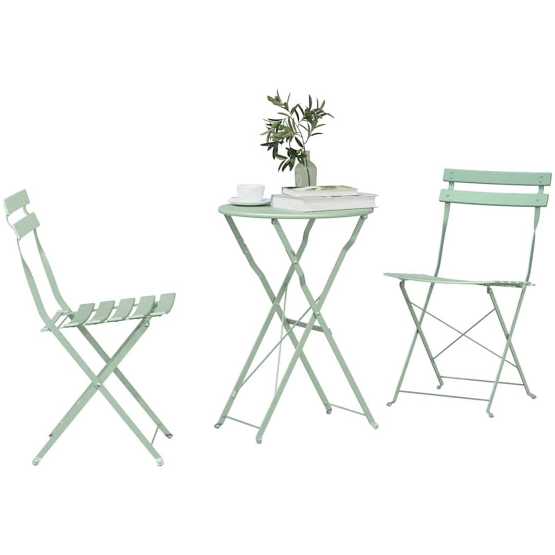 3-delars Fällbart Bistroset Ljus Mint Stål vidaXL Small – bild 3