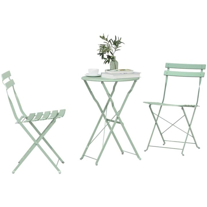 3-delars Fällbart Bistroset Ljus Mint Stål vidaXL Small – bild 3