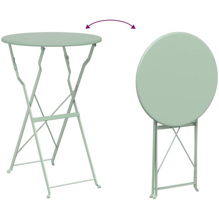 3-delars Fällbart Bistroset Ljus Mint Stål vidaXL Small – bild 10