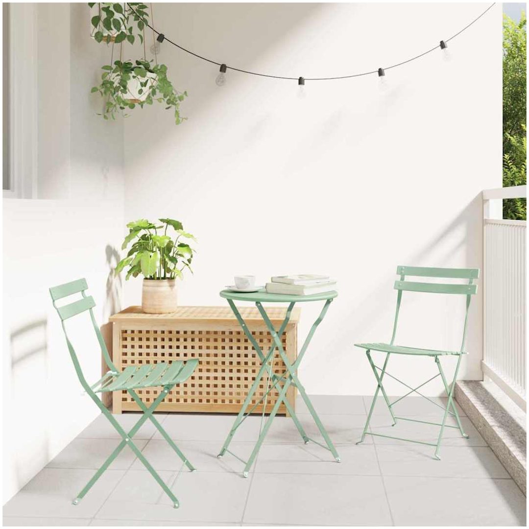 3-delars Fällbart Bistroset Ljus Mint Stål vidaXL Small