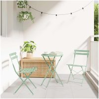 3-delars Fällbart Bistroset Ljus Mint Stål vidaXL