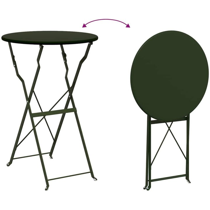 3-delars hopfällbart bistroset i mörkgrön stål vidaXL Compact – bild 10