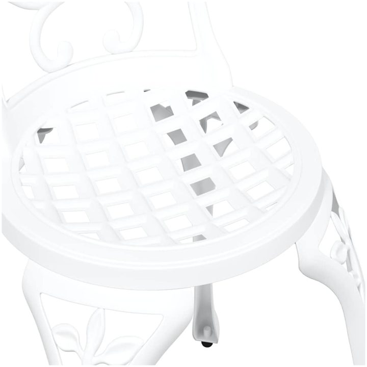 3-delars Trädgårds Bistro Set Vit Gjuten Aluminium vidaXL 53 x 53 x 70.5 cm, 44 x 41 x 87 cm – bild 11