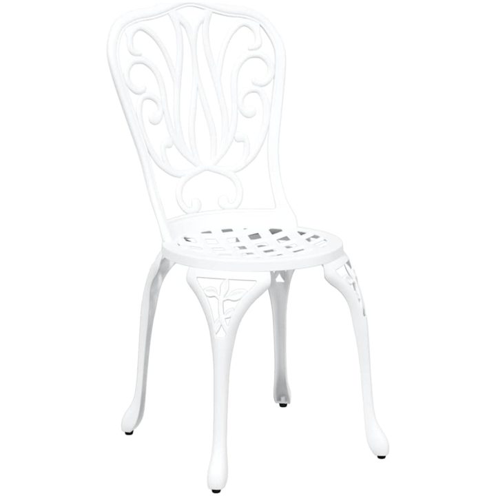 3-delars Trädgårds Bistro Set Vit Gjuten Aluminium vidaXL 53 x 53 x 70.5 cm, 44 x 41 x 87 cm – bild 4
