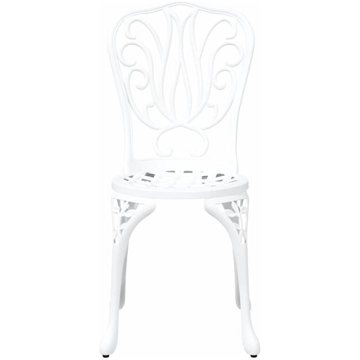 3-delars Trädgårds Bistro Set Vit Gjuten Aluminium vidaXL 53 x 53 x 70.5 cm, 44 x 41 x 87 cm – bild 7