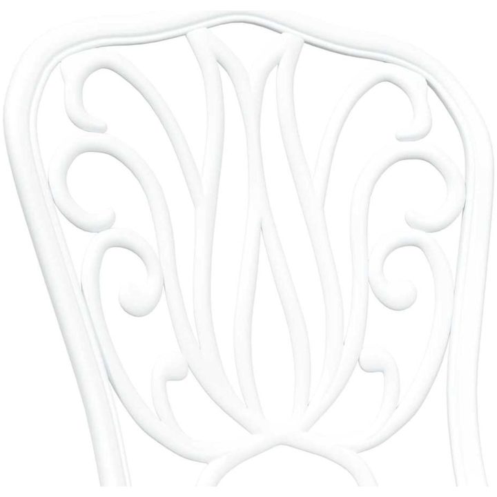 3-delars Trädgårds Bistro Set Vit Gjuten Aluminium vidaXL 53 x 53 x 70.5 cm, 44 x 41 x 87 cm – bild 9