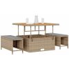 3 Delars Trädgårds Matbord Set med Kuddar Beige Poly Rattan Akacia vidaXL 100 cm – miniatyr 3
