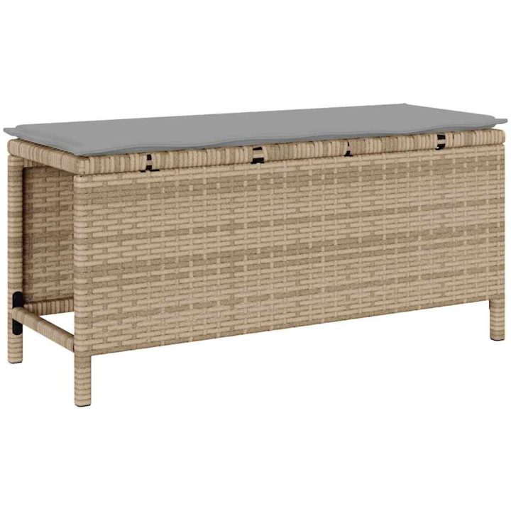 3 Delars Trädgårds Matbord Set med Kuddar Beige Poly Rattan Akacia vidaXL 100 cm – bild 5