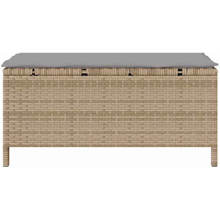 3 Delars Trädgårds Matbord Set med Kuddar Beige Poly Rattan Akacia vidaXL 100 cm – bild 8