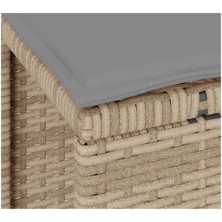 3 Delars Trädgårds Matbord Set med Kuddar Beige Poly Rattan Akacia vidaXL 100 cm – bild 10