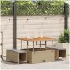 3 Delars Trädgårds Matbord Set med Kuddar Beige Poly Rattan Akacia vidaXL 100 cm – miniatyr 1