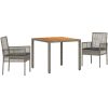 3 Delars Trädgårds Matbord Set med Kuddar Grå Poly Rottning vidaXL 90 x 90 x 75 cm – miniatyr 2