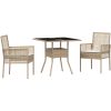 3-delars trädgårds matsalsset beige poly rattan vidaXL 80 x 80 x 75 cm – miniatyr 2