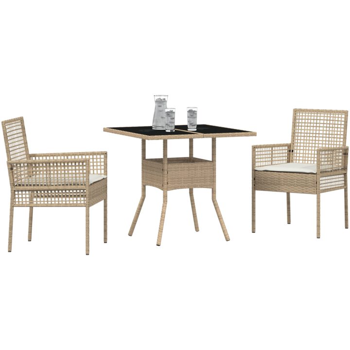 3-delars trädgårds matsalsset beige poly rattan vidaXL 80 x 80 x 75 cm – bild 3
