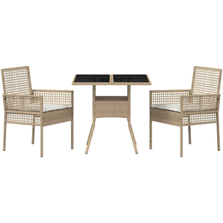 3-delars trädgårds matsalsset beige poly rattan vidaXL 80 x 80 x 75 cm – bild 7