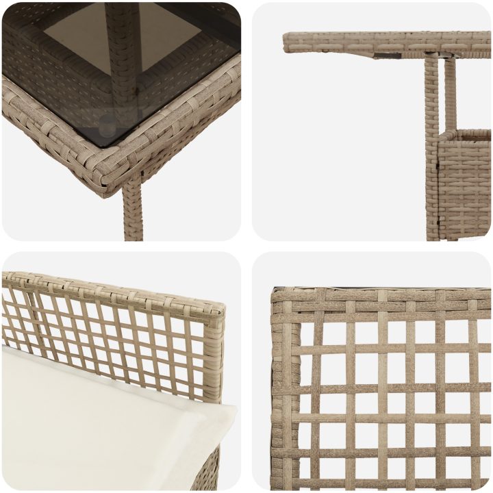 3-delars trädgårds matsalsset beige poly rattan vidaXL 80 x 80 x 75 cm – bild 9