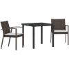 3-delars trädgårds matsalsset med kuddar Brun Poly Rattan vidaXL 2 - Sits – miniatyr 2
