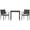 3-delars trädgårds matsalsset med kuddar Brun Poly Rattan vidaXL 2 - Sits – miniatyr 7