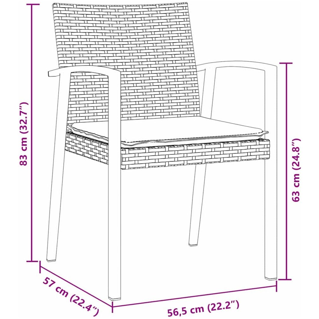 3-delars trädgårds matsalsset med kuddar Brun Poly Rattan vidaXL 2 - Sits – bild 10