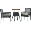 3 Delars Trädgårds matsalsset Svart Poly Rattan vidaXL 60 x 60 x 75 cm – miniatyr 2