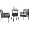 3 Delars Trädgårds matsalsset Svart Poly Rattan vidaXL 60 x 60 x 75 cm – miniatyr 3