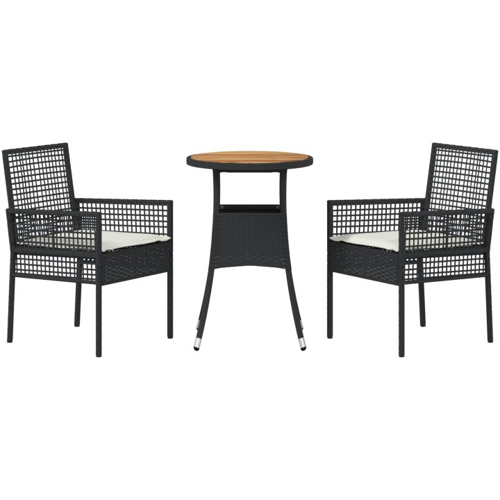3 Delars Trädgårds matsalsset Svart Poly Rattan vidaXL 60 x 60 x 75 cm – bild 7