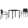 3-delars trädgårds matsats svart poly rattan vidaXL 80 x 80 x 73 cm – miniatyr 2