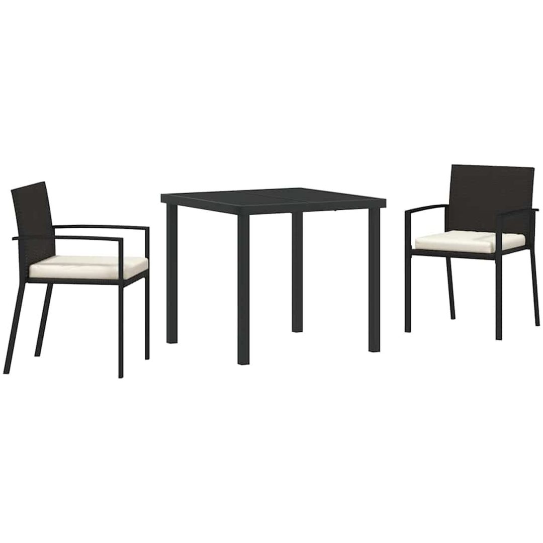 3-delars trädgårds matsats svart poly rattan vidaXL 80 x 80 x 73 cm – bild 2
