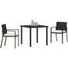 3-delars trädgårds matsats svart poly rattan vidaXL 80 x 80 x 73 cm – miniatyr 3