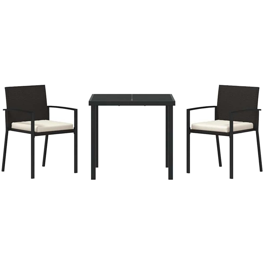 3-delars trädgårds matsats svart poly rattan vidaXL 80 x 80 x 73 cm – bild 6
