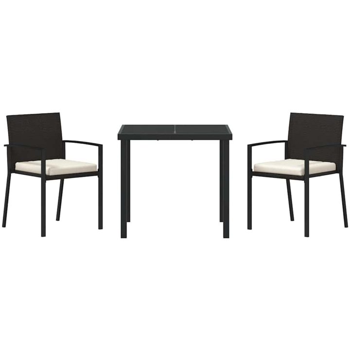3-delars trädgårds matsats svart poly rattan vidaXL 80 x 80 x 73 cm – bild 6