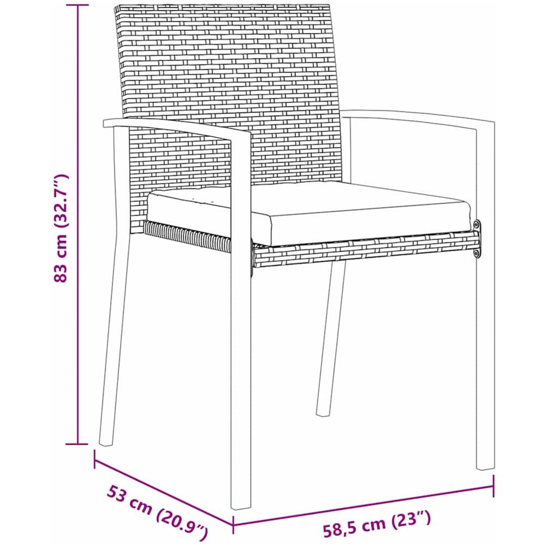 3-delars trädgårds matsats svart poly rattan vidaXL 80 x 80 x 73 cm – bild 9