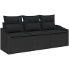 3-delars trädgårds matsätt med kuddar, svart poly rattan. vidaXL 178 x 62 x 85 cm – miniatyr 2