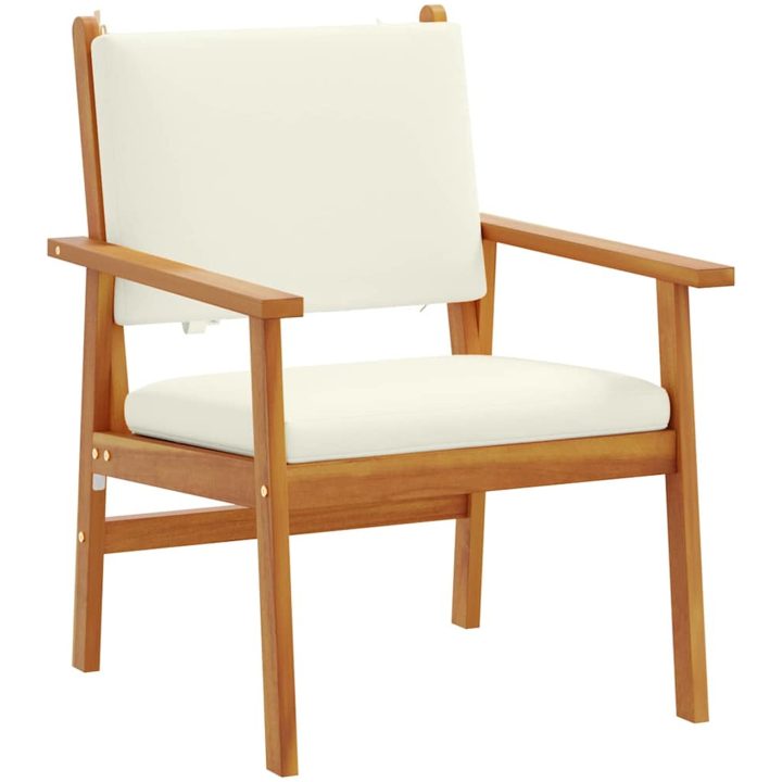 3-delars trädgårdsbistrå sett med kuddar i massivt akaciaträ vidaXL 60 x 65.5 x 79 cm – bild 6